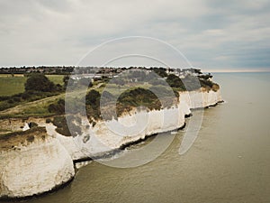 Clifftop view of the bride & groom taken from above photo