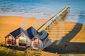 Clifftop view of Pier at Saltburn by the Sea photo