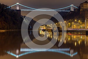 Clifton Suspension Bridge at night