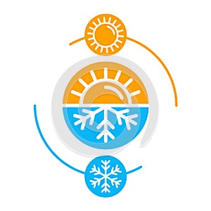Climat change icon - sun and snowlafke
