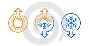 Climat change icon - sun and snowlafke