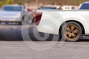 Climate change and air pollution crisis in city from diesel vehicle exhaust pipe on road