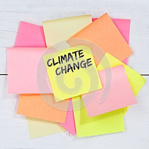 Climate change CO2 clean air protection environment nature desk note paper