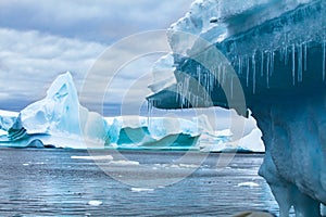 Climate change concept, iceberg melting in Antarctica