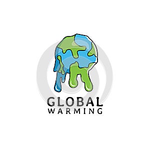 Climate Change Design With Earth Planet With Global Warming logo Vector template poster flat design illustration