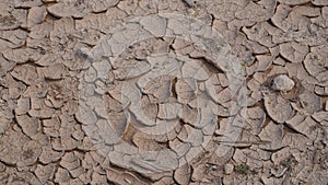 Climate change drought land. Global warming issue, cracked mud in the bottom of a river
