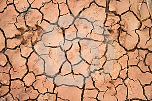 Climate change, global warming, closeup cracked soil
