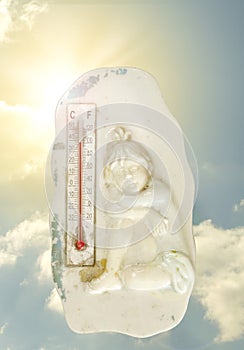 Climate change,global warming concept, thermometer,high temperature