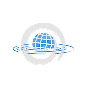 Climate change illustration sinking abstract planet earth concept poster global warming global flood eco logo