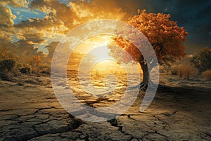 climate change impacts, climate change transforms lush forests into desolate deserts, highlighting the detrimental photo