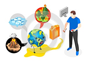 Climate Change Isometric Composition