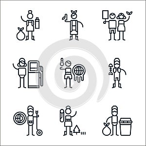 climate change line icons. linear set. quality vector line set such as waste, deforestation, geothermal energy, dead, ice, gas photo