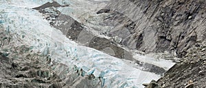 Climate change, melting glacier ice and sheer rock
