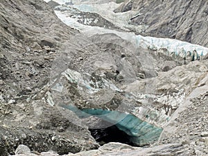 Climate change, melting glacier ice and sheer rock