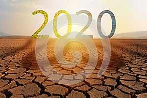 Climate change with new year 2020 concept