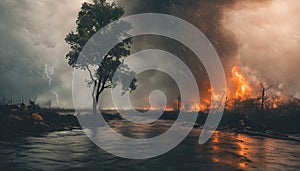 Climate change phenomenons concept. AI generated