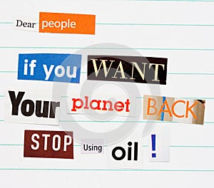 Climate change ransom note