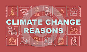 Climate change reasons word concepts red banner
