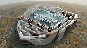 Climate Change Resilience and Disaster Preparedness Shield Concept