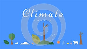 Climate change vector banner template. North Pole, melting glaciers, polar bear on ice floe