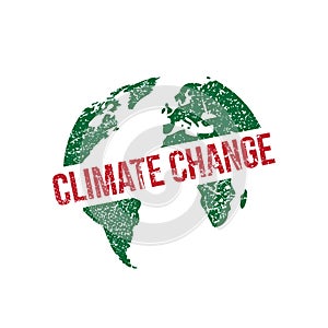 Climate change vector rubber stamp