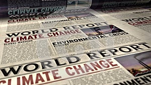 Climate change world report newspaper printing press