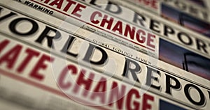 Climate change world report newspaper printing press