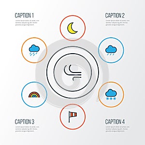 Climate Colorful Outline Icons Set. Collection Of Hail, Flag, Windy And Other Elements. Also Includes Symbols Such As