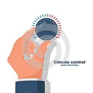 Climate control handle. Person includes air conditioning in the car.