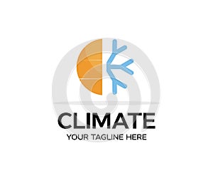 Climate control, Meteorology balance logo design. House climate control system, change temperature, home air conditioning.