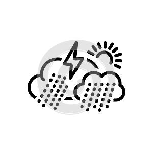 Black line icon for Climate, rainy and showery photo