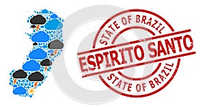 Climate Pattern Map of Espirito Santo State and Scratched Stamp