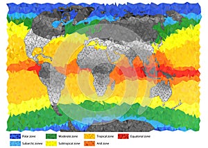 Climatic zones of world in triangles