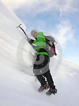 Climber on cornice