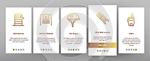 Climber Equipment Onboarding Icons Set Vector