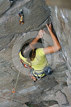 Climber girl on rock