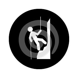 Climber silhouette illustration. Young man abseiling