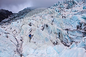 Climber in Glacier in Skaftafell, Iceland.