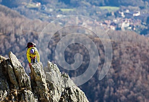 Climber struggle to the summit of a challenging ridge