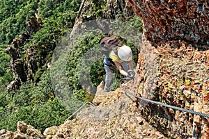 Climber on Via Ferrata