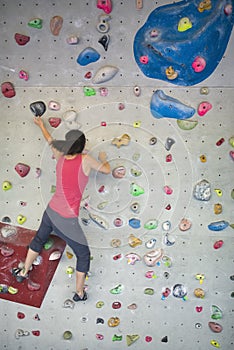 Climbers on the artificial walls in the MAGNET Trainingszentrum für Sportkletterer hall in Bern.