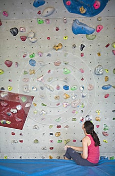 Climbers on the artificial walls in the MAGNET Trainingszentrum für Sportkletterer hall in Bern.