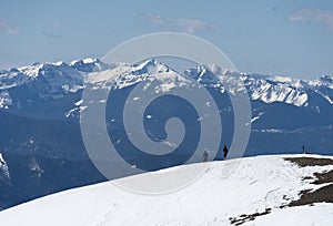 Climbers descending a ridge in Montana Mountains