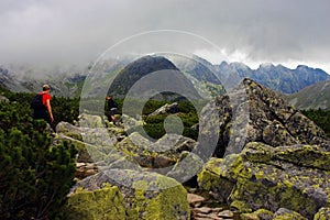 Climbers going up the mountain in Tatra Mountain