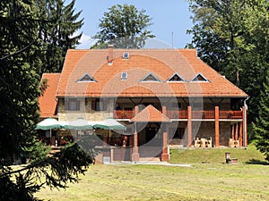 Climbers lodging in a Forest park Jankovac or Planinarski dom u Park sumi Jankovac