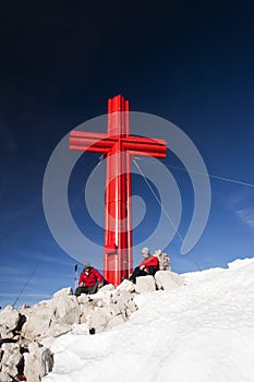 Climbers on the mountain peak