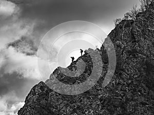 Climbers on a mountain range
