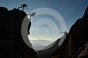 Climbers on mountain side