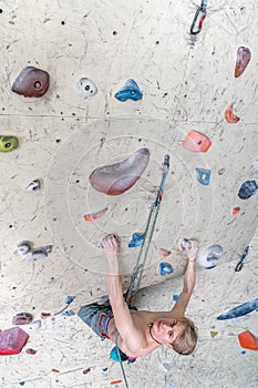 climbing artificial climbing walls with belay rope