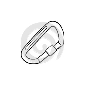 Climbing carabiner hand drawn outline doodle icon.